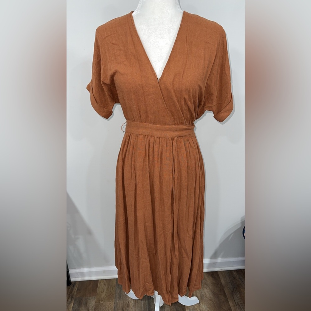 Willow Tan Midi Wrap Dress